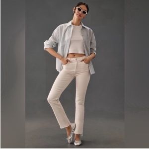 NEW MOTHER The Insider Crop Step Fray Denim Jeans Cream Puffs, SIZE 25